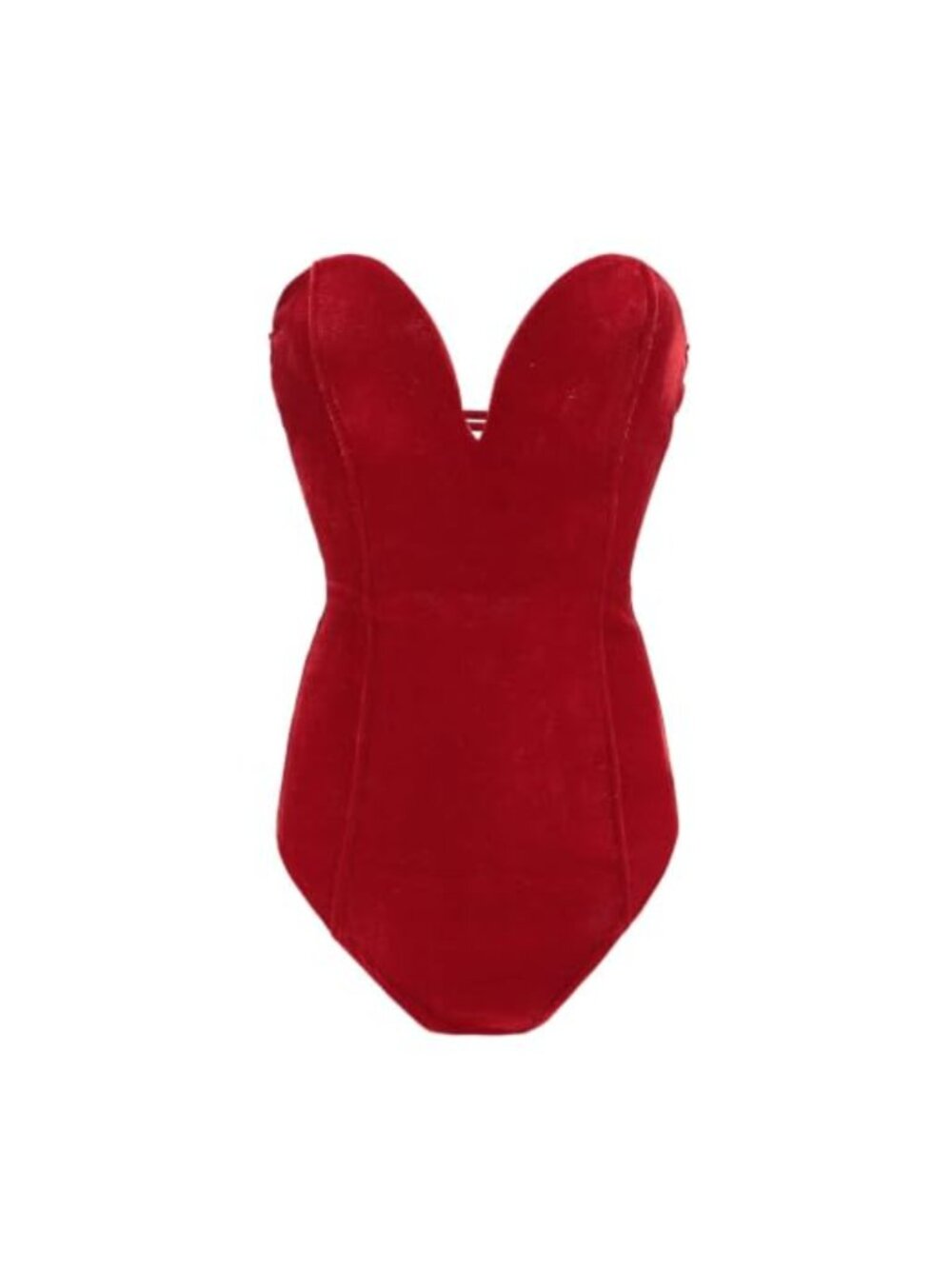 Velvet Bodysuit Strapless Lace Up Back V Neck Corset Costume Party